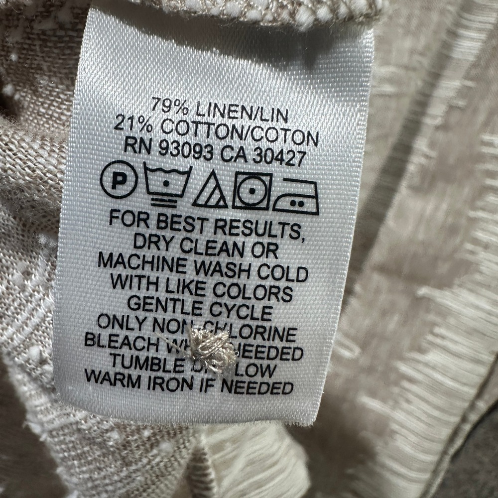 NIC+ZOE Tunic Top Women XL Button Up 3/4 Sleeve Linen Cotton Coastal Summer Boho - Picture 11 of 13